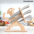 Spartan InnovaGoods Késkészlet fa tartóval, 7 darabos, rozsdamentes acél/fa