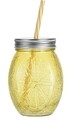 Pohár szívószállal, 500 ml, polisztirol, sárga