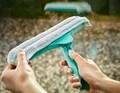 Ablaktisztító, 3 az 1 -ben, Wiper W&F Cleaner L micro duo, Leifheit, 33 cm, gumi / mikroszálas, fehér / zöld