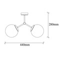 Opviq Damar Csillár, 28x44 cm, 2x E27, 100 W, fehér / fekete