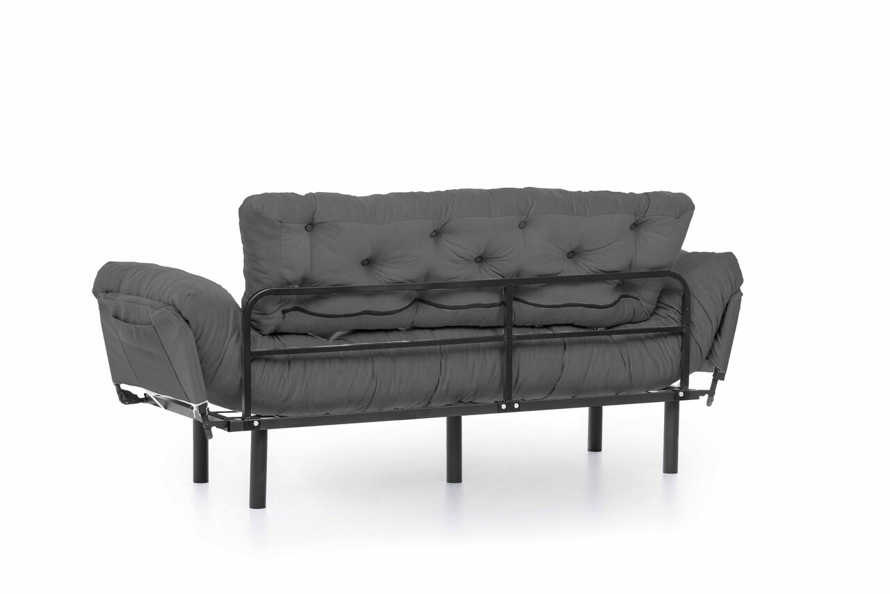 Kanapéágy  Nitta Triple, Futon, 3 ülőhely, 225x70 Cm, Fém, Szürke