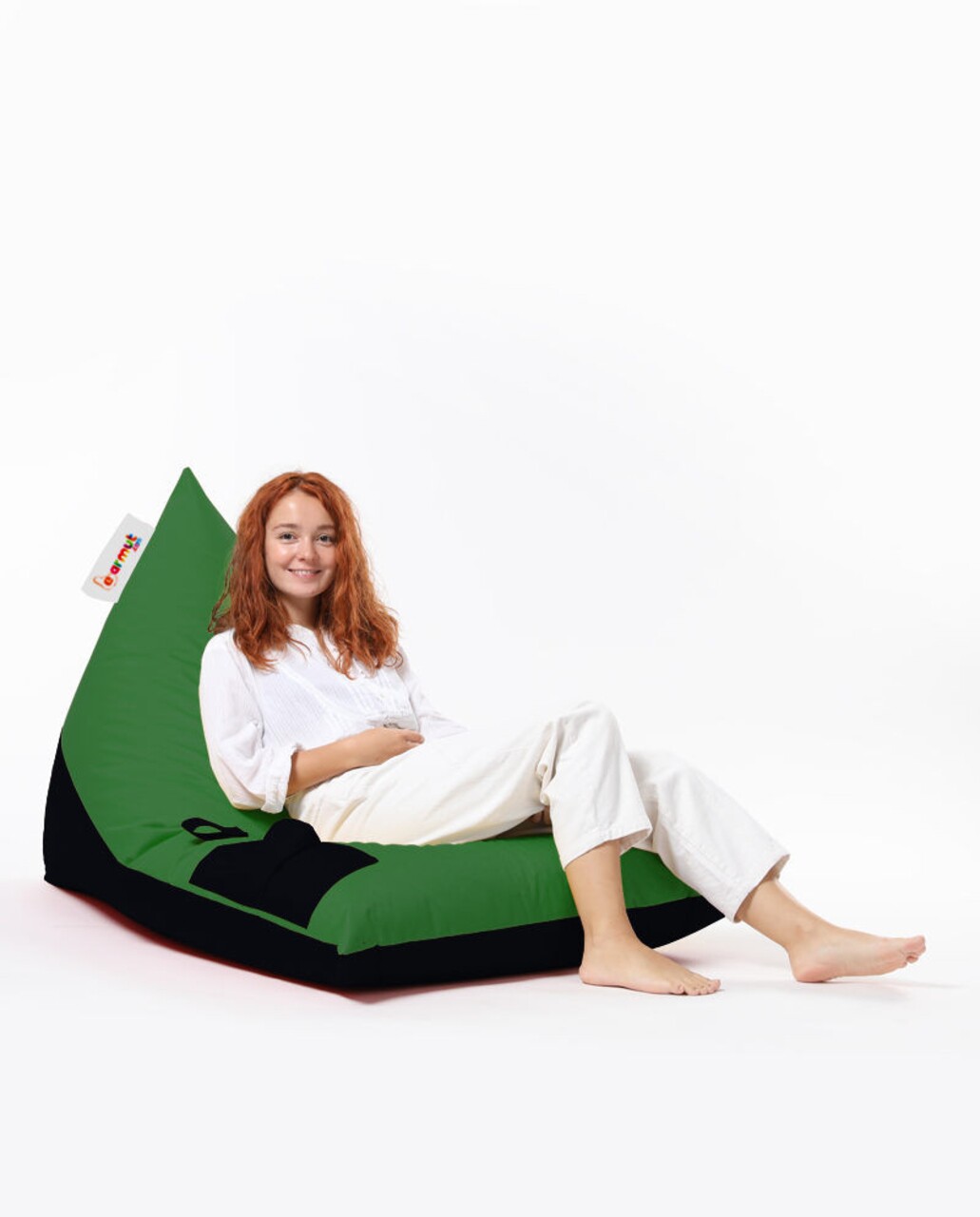 Bean Bag Ferndale Babzsák, Pyramid Double Color, 145 Cm, Vízhatlan Poliészter, Zöld/fekete