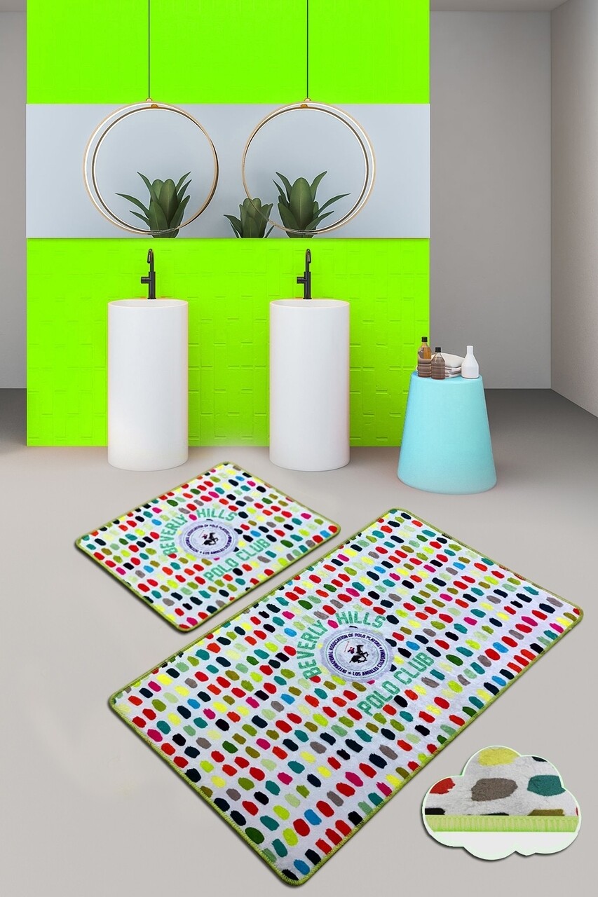 2 darabos fürdőszobai szőnyeg spotted, beverly hills polo club, 60x100 cm/50x60 cm, bársony, színes