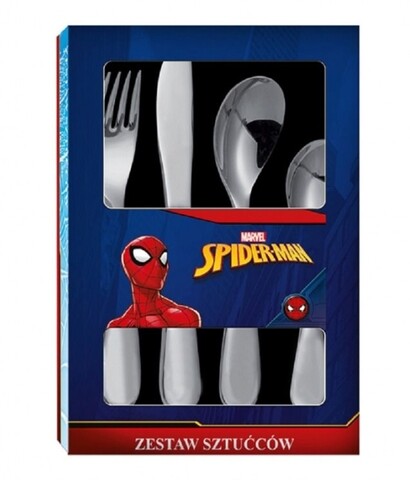 4 darabos Evőeszköz készlet gyerekeknek  Spiderman, Marvel, rozsdamentes acél, ezüstszín