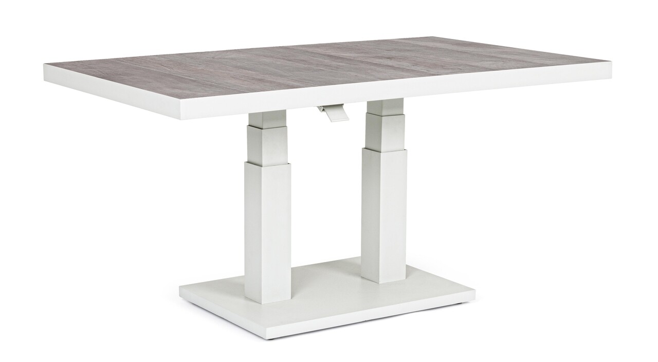 Truman kerti állítható asztal, bizzotto, 140 x 82 x 49-72 cm, alumínium, kerámia asztallap, szürke