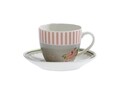 2 db-os csésze készlet teáslappal, bazsarózsa, Brandani, 150 ml, porcelán