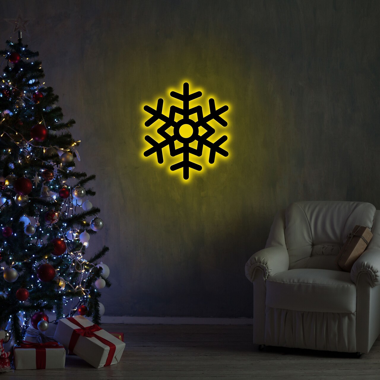 Snowflake 2 Fali lámpa, Neon Graph, 28x32 cm, sárga
