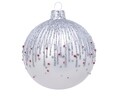 Gömb Glitter vonalak, Decoris, Ø8 cm, üveg, fehér