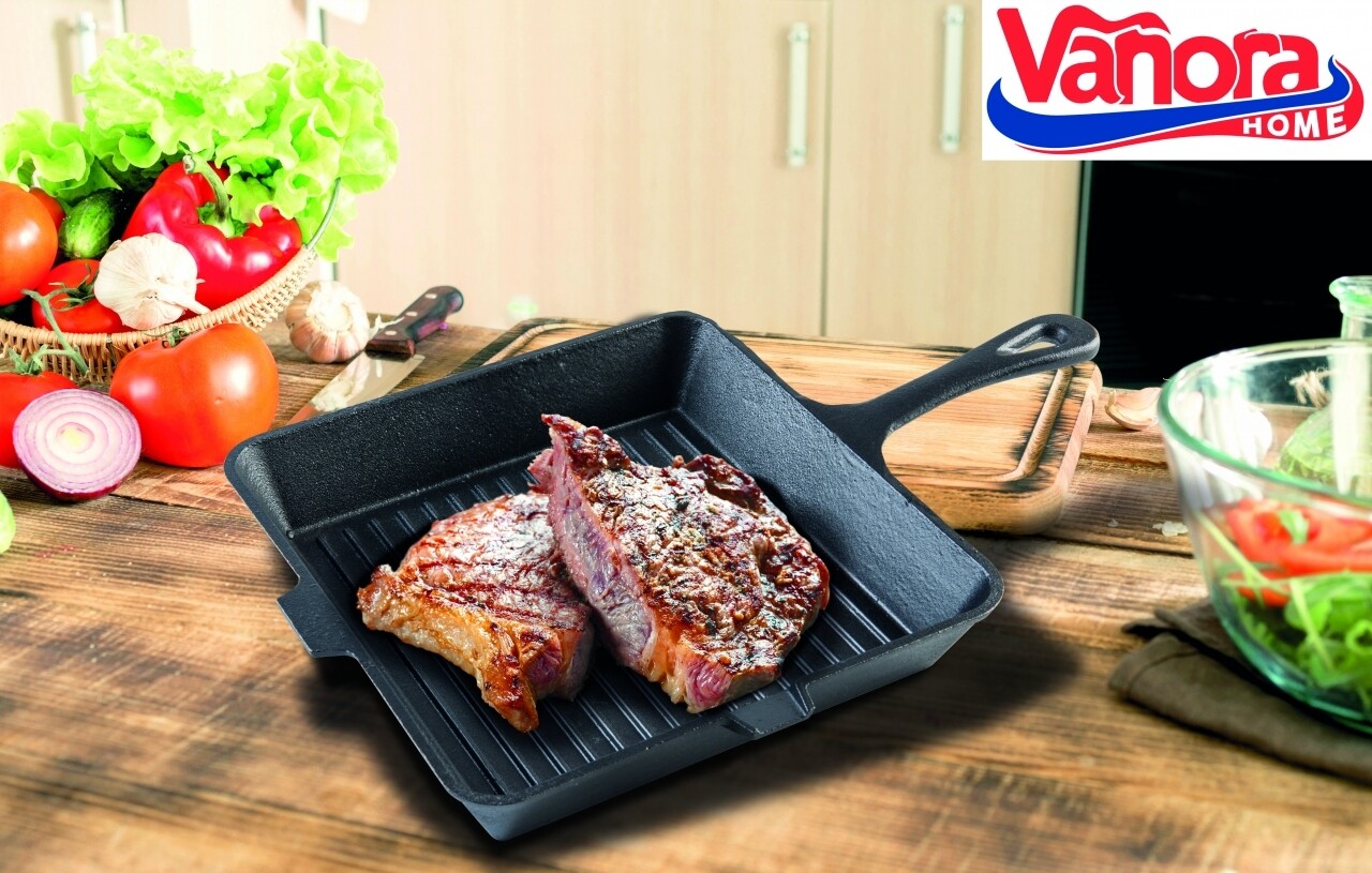 Vanora Home Grill Serpenyő, 25 X 4.7 Cm, öntöttvas, Szürke