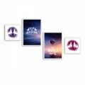 Set 4 tablouri decorative, Alpha Wall, World Adventure, 30x30/35x50 cm