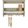 Fogas polccal, Esschert, Shelf with hooks M, 9.7 x 39 x 28.9 cm, erdeifenyő/fém