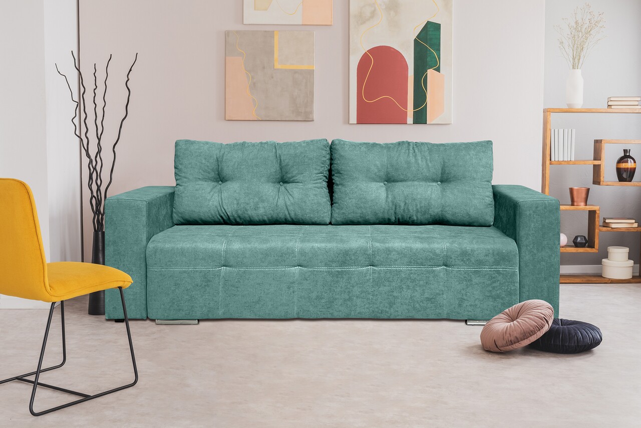 Bedora Venice Kihúzhatós kanapé 238x96x80 cm, tárolóládával, menta