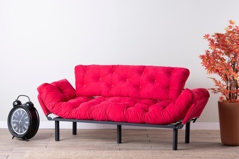 Nitta Triple Kihúzható kanapé, Futon, 3 személyes, 225x70 cm, fém, ciklámen