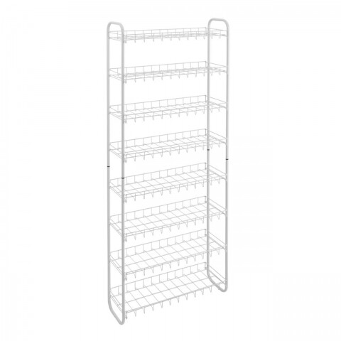 Tartó 24 pár cipőhöz 8 Metaltex polccal, 64x23x165 cm, fém / LDPE műanyag borítás, fehér