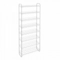 Tartó 24 pár cipőhöz 8 Metaltex polccal, 64x23x165 cm, fém / LDPE műanyag borítás, fehér