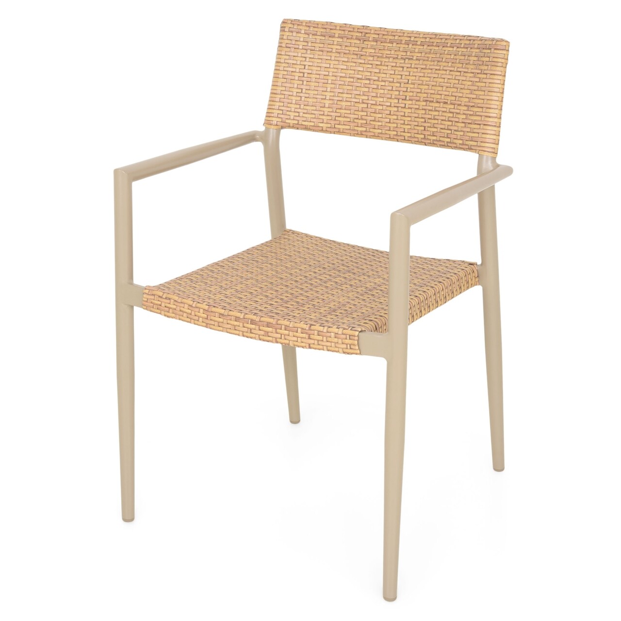 Soria Egymásra helyezhető szék, 59.5 x 55 x 85.5 cm, alumínium, pezsgőszín/természetes