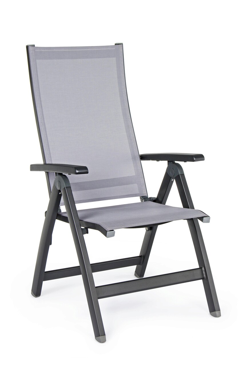 Cruise Kerti szék 5 pozícióban állítható, Bizzotto, 59 x 71 x 113 cm, alumínium/textil 1x1, szénszín
