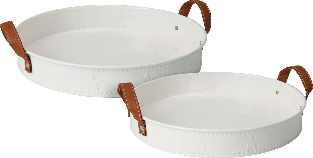 Stars 2 db Szervírozó tál, Ø32 cm/ Ø29.5 cm, cink, fehér