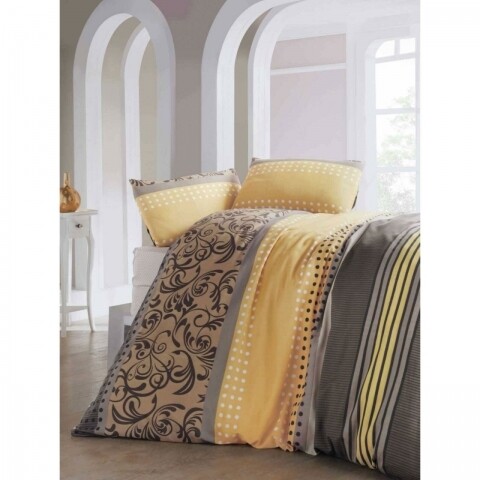 Lenjerie de pat dubla Miranda Yellow, 4 piese, 220x240 cm, amestec bumbac, multicolor