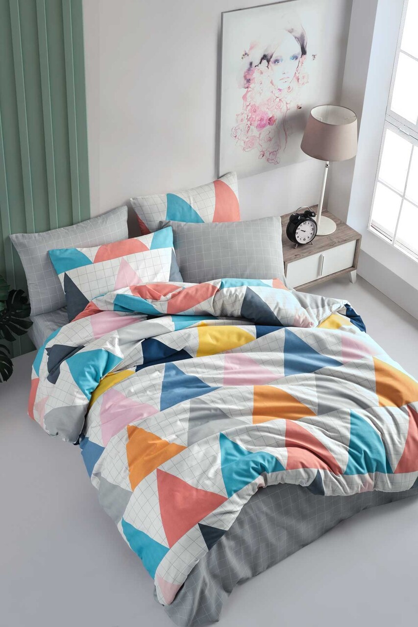 Egyszemélyes ágynemű, 2 darabos, 140x200 cm, 100% ranforce pamut, HCW, Mont Blanc, szürke