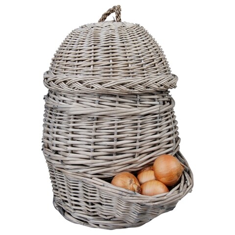 Esschert Tárolókosár hagymának, Onion, 32.5 x 24.8 x 34.5 cm, akácfa ágak