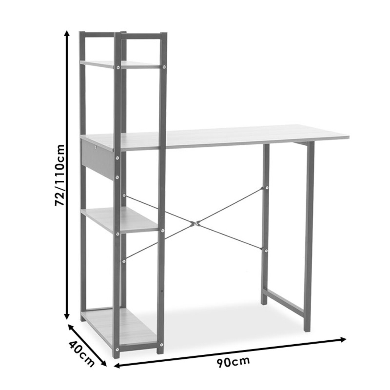 Office Hero, Pakoworld, 90x40x110 Cm, MDF / Fém, Juhar / Fekete