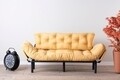 Nitta Triple Kihúzható kanapé, Futon, 3 személyes, 225x70 cm, fém, mustársárga