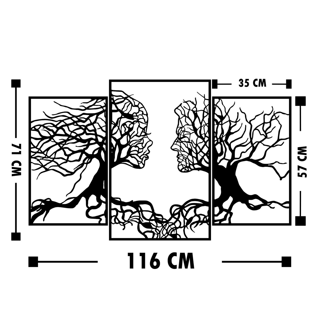 Fali Dekoráció, Love Tree, Tanelorn, 116x71 Cm, Fém