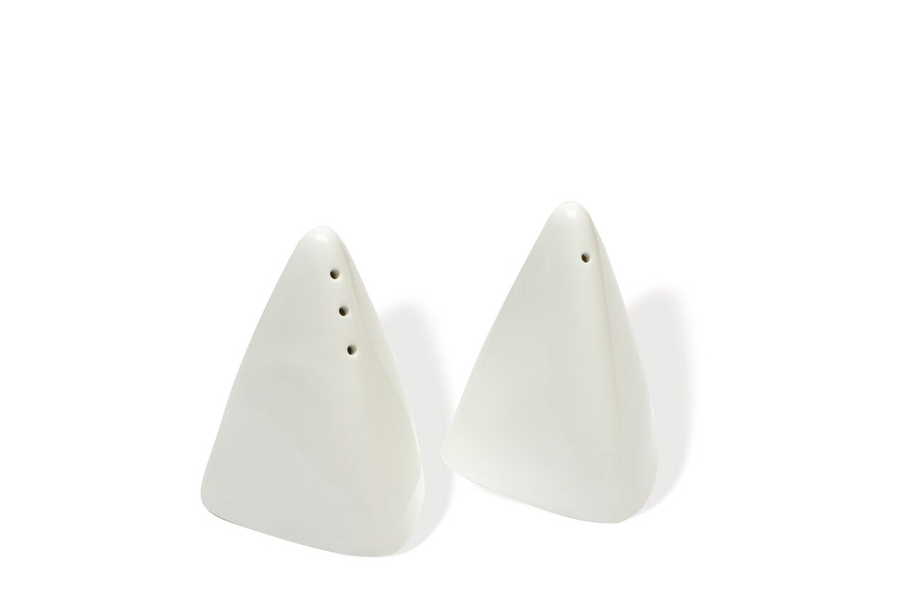 2 db só/bors tároló készlet, Maxwell & Williams, White Basics Pyramid, 7 x 7 cm, porcelán, fehér