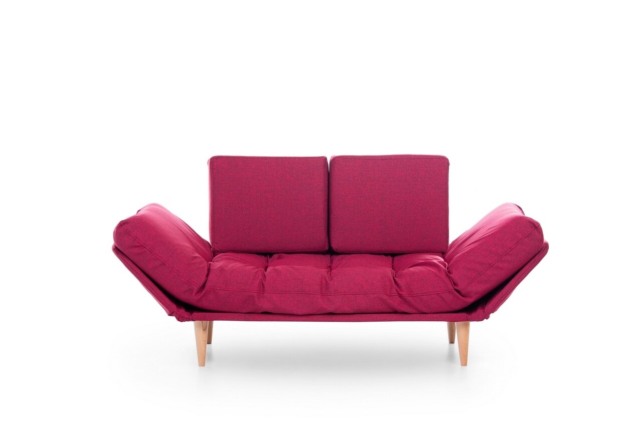 Nina Daybed Kihúzható Kanapé, Futon, 3 Személyes, 200x70 Cm, Fém, Sötétpiros