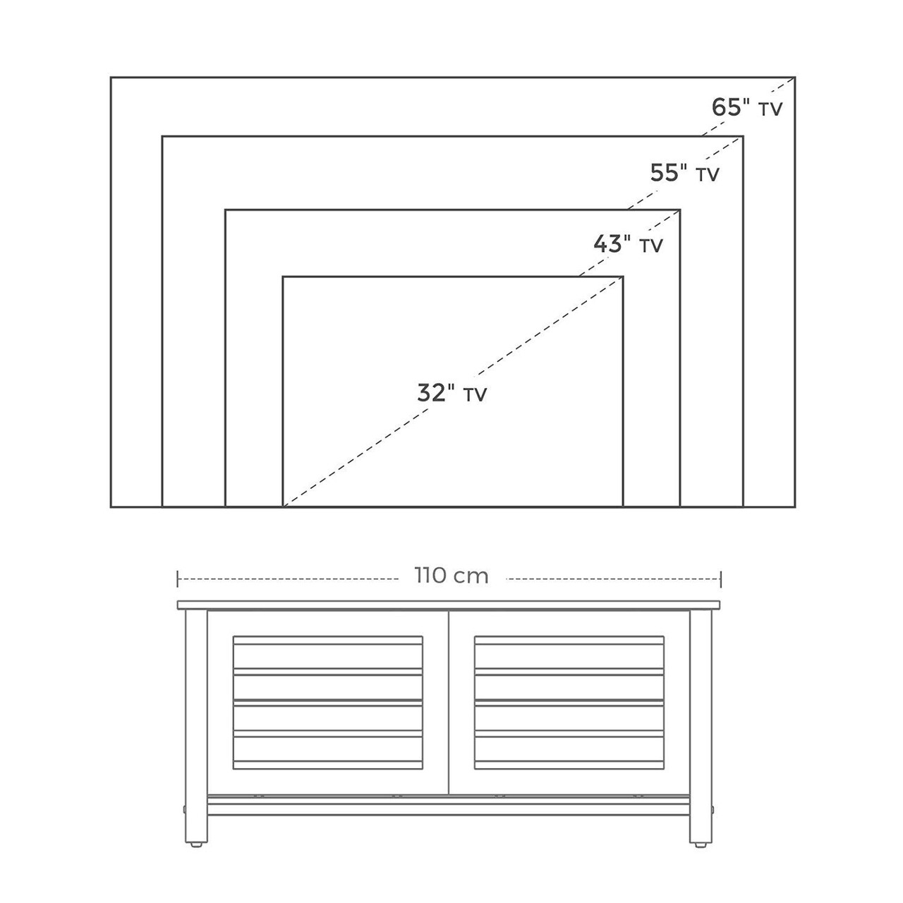 Vasagle TV Komód, 48 Inch TV-ig, 100 X 40 X 45 Cm, PAL/vas