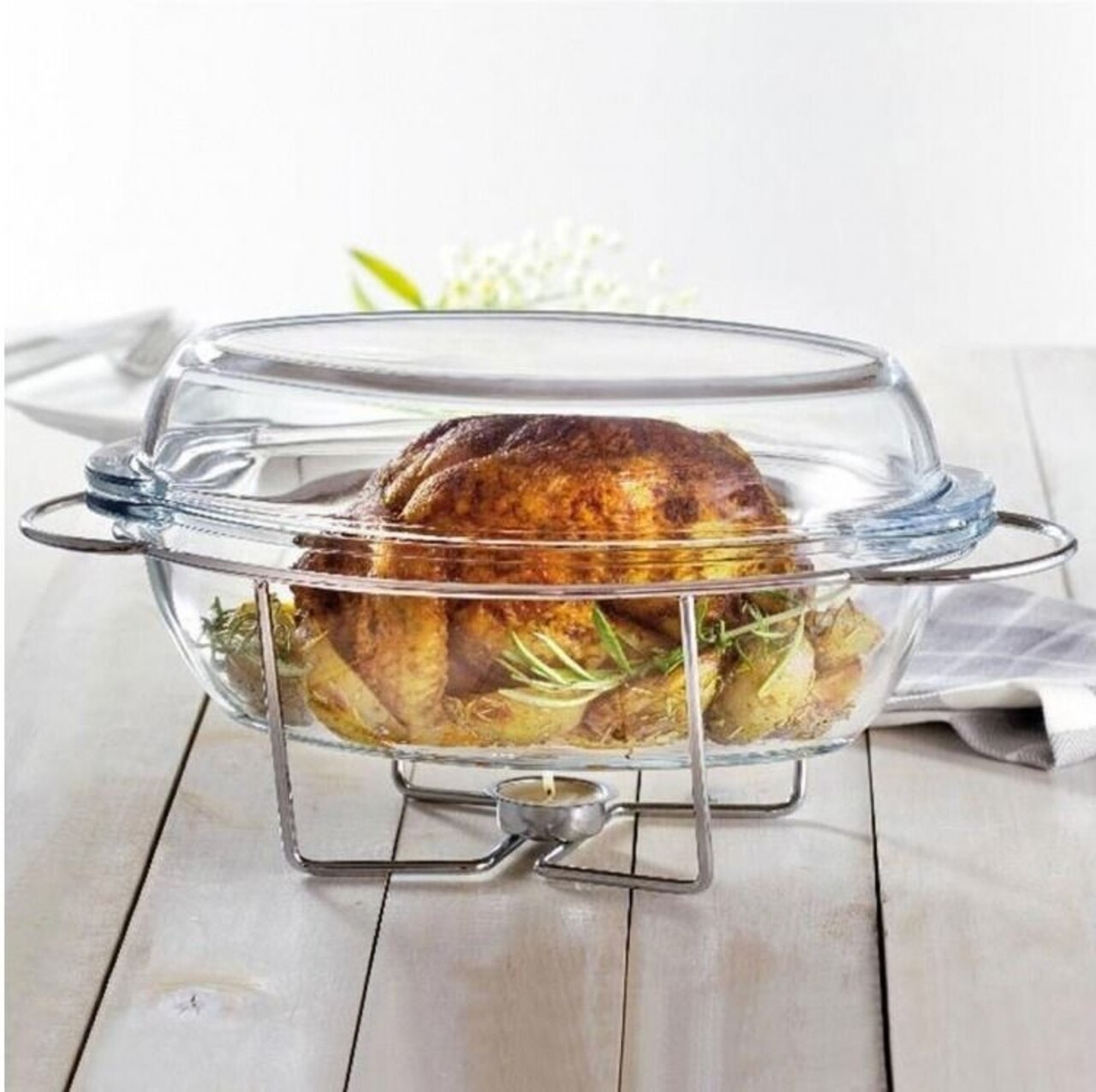 Chafing Dish Oval Saule, Ambition, 4,5 L, Hőálló üveg