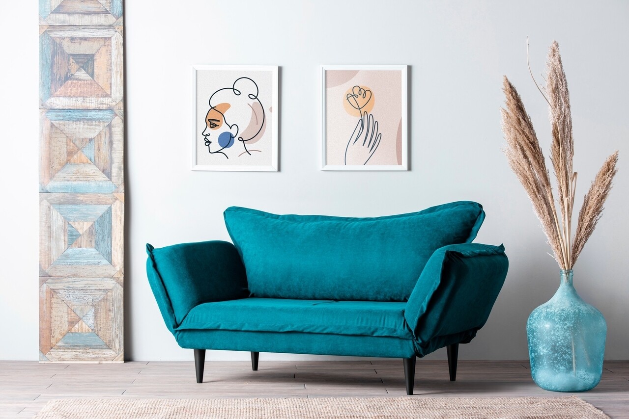 Vino Daybed Kihúzható kanapé, Futon, 3 személyes, 200x70 cm, fém, zöld