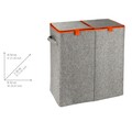 Wenko, Duo Felt Orange Szennyeskosár 2 rekeszes, 82 L, poliészter / polipropilén, szürke / narancs