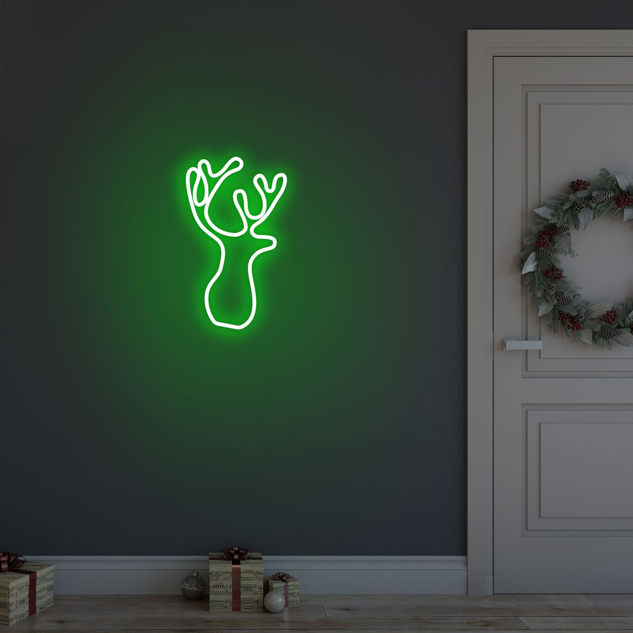 Deer Fali lámpa, Neon Graph, 21x34x2 cm, zöld
