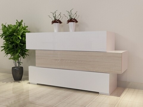 LIVA Komód, Gauge Concept, 103x31x53 cm, PAL, fehér/sonomo