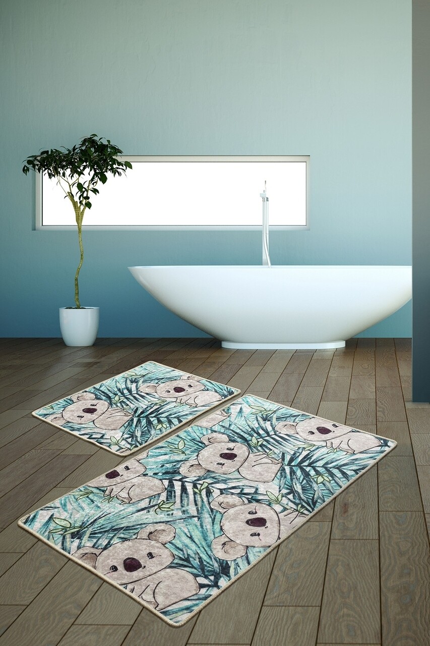 Koala 2 db Fürdőszobai szőnyeg, Chilai, 50x60 cm/60x100 cm, zöld