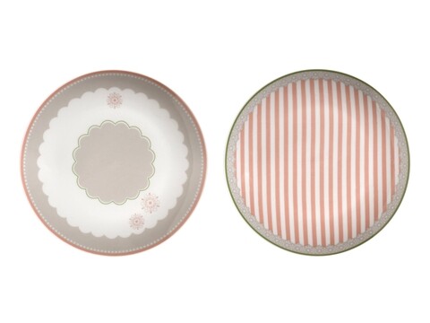 Tányérkészlet desszerthez 2 db, bazsarózsa, Brandani, Ø18 cm, porcelán