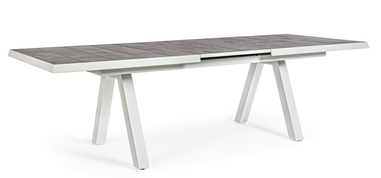 Krion kihúzható kerti asztal, bizzotto, 205-265 x 103 x 78 cm, alumínium/kerámia, szürke