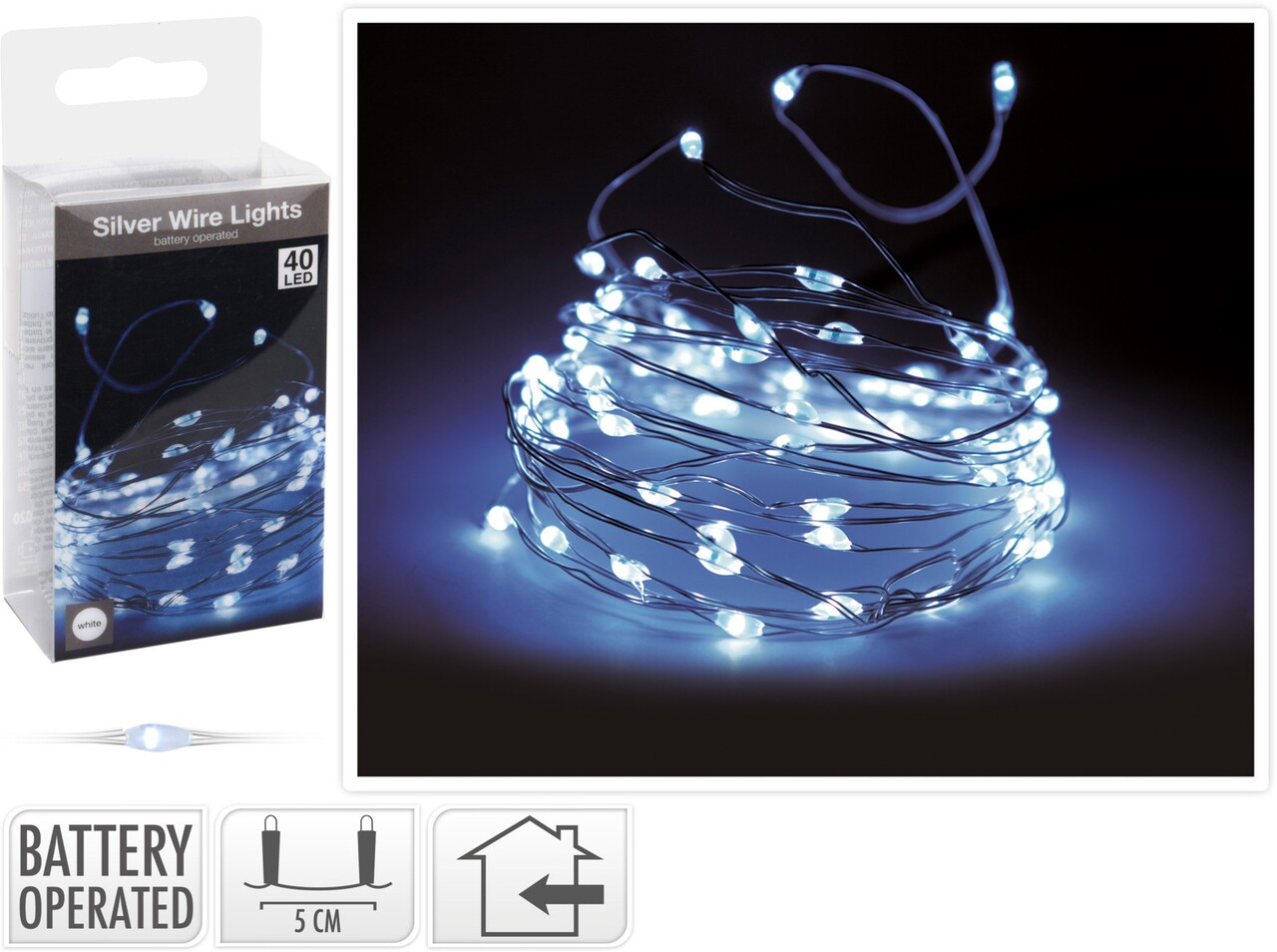 Silverwire Fényfüzér, 40 mikró LED-el, hideg fény