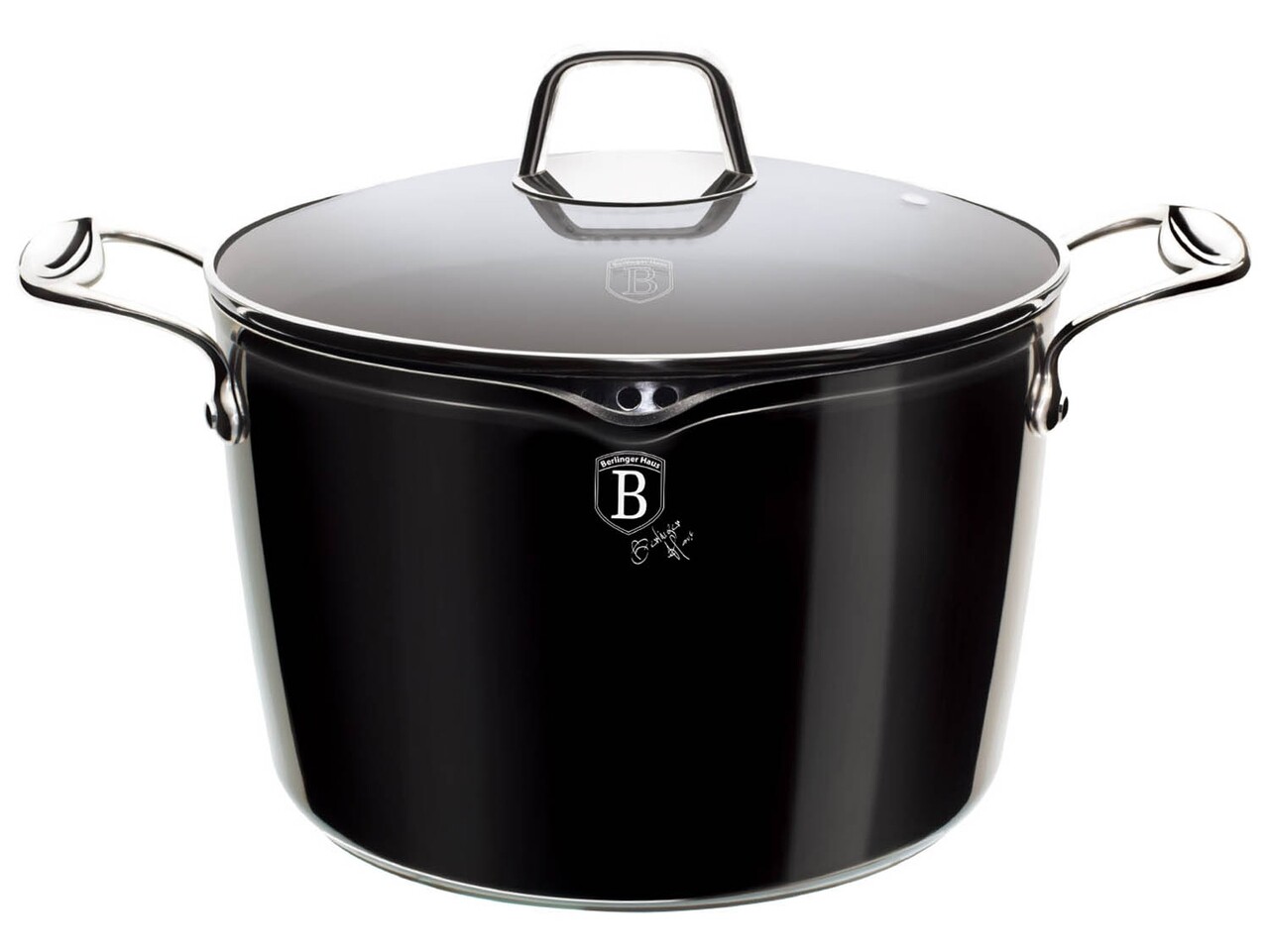 Berlinger Haus Black Royal Collection Casseruola In Ghisa Smaltata 24 Cm – Nero/Oro Rosa, Adatta A Tutti I Piani (18/8)