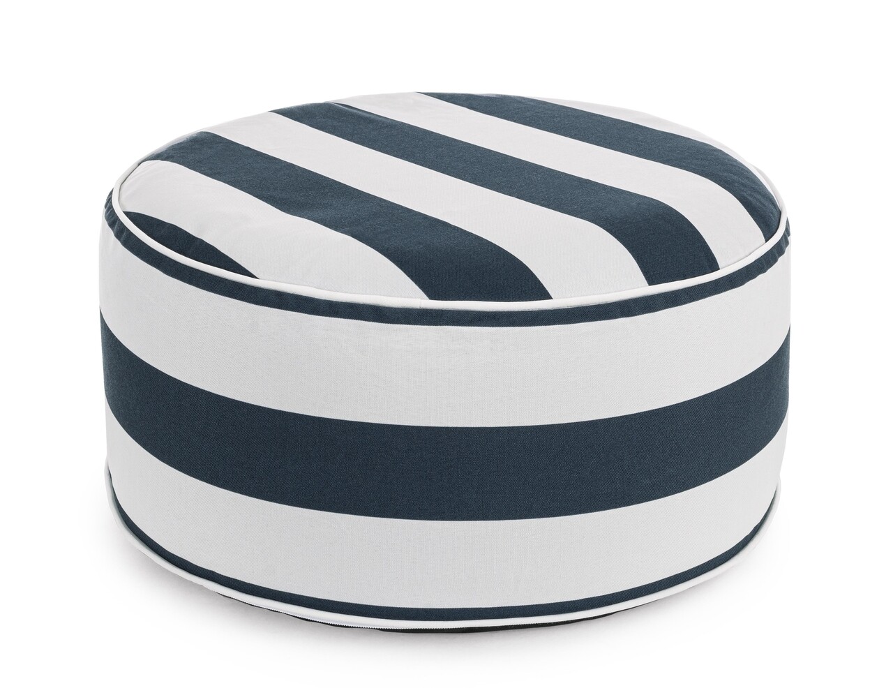 Stripes Felfújható zsámoly, Bizzotto, Ø53 x 23 cm, vízálló fonott poliészter, fehér/kék