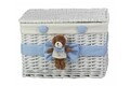 Kosár M Blue Bear, Bedora, fűz / textil, fehér / kék