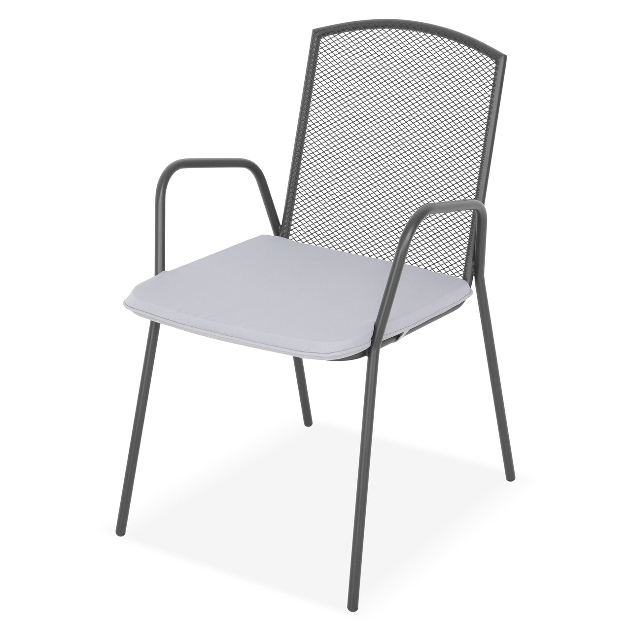 Berlin Egymásra helyezhető szék, L.53.5 l.60.5 H.74.5 cm, acél, fekete/szürke