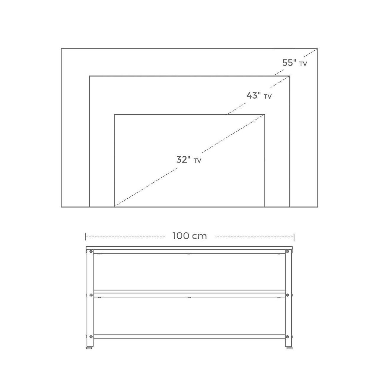 TV Szekrény / Kávezóasztal, Vasagle, TV 43 Hüvelykig, 100 X 40 X 52 Cm, Acél / Forgácslap, Rusztikus Barna