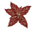 Poinsettia dekoráció, Decoris, 20x5 cm, műanyag, piros