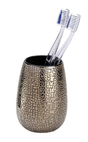 Kefetartó és fogkrém, Weenko, Marrakesh, 8,3 x 11,4 cm, kerámia, barna