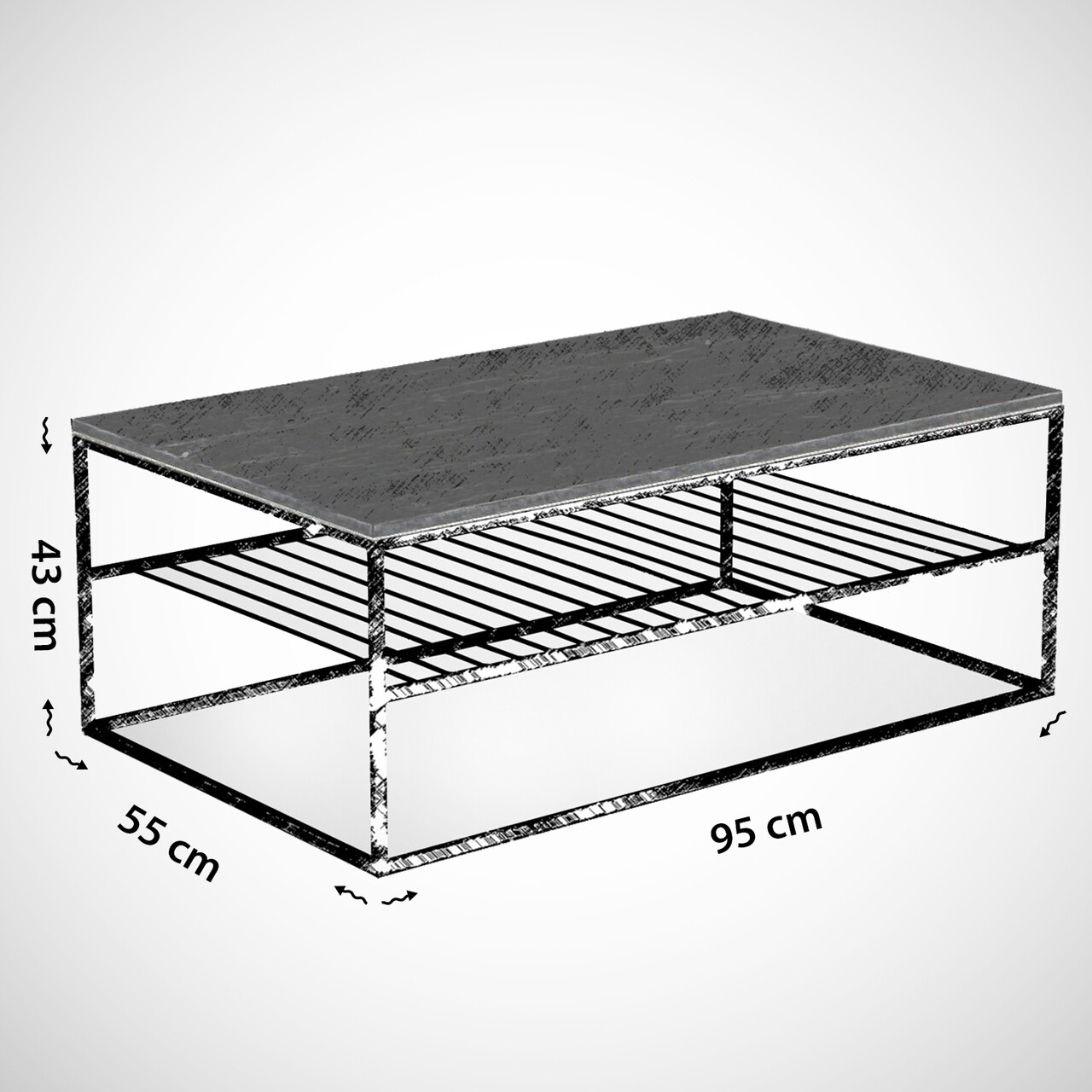 Etna Marmo Dohányzóasztal, Comforty, 95x55x43 Cm, Fehérfekete