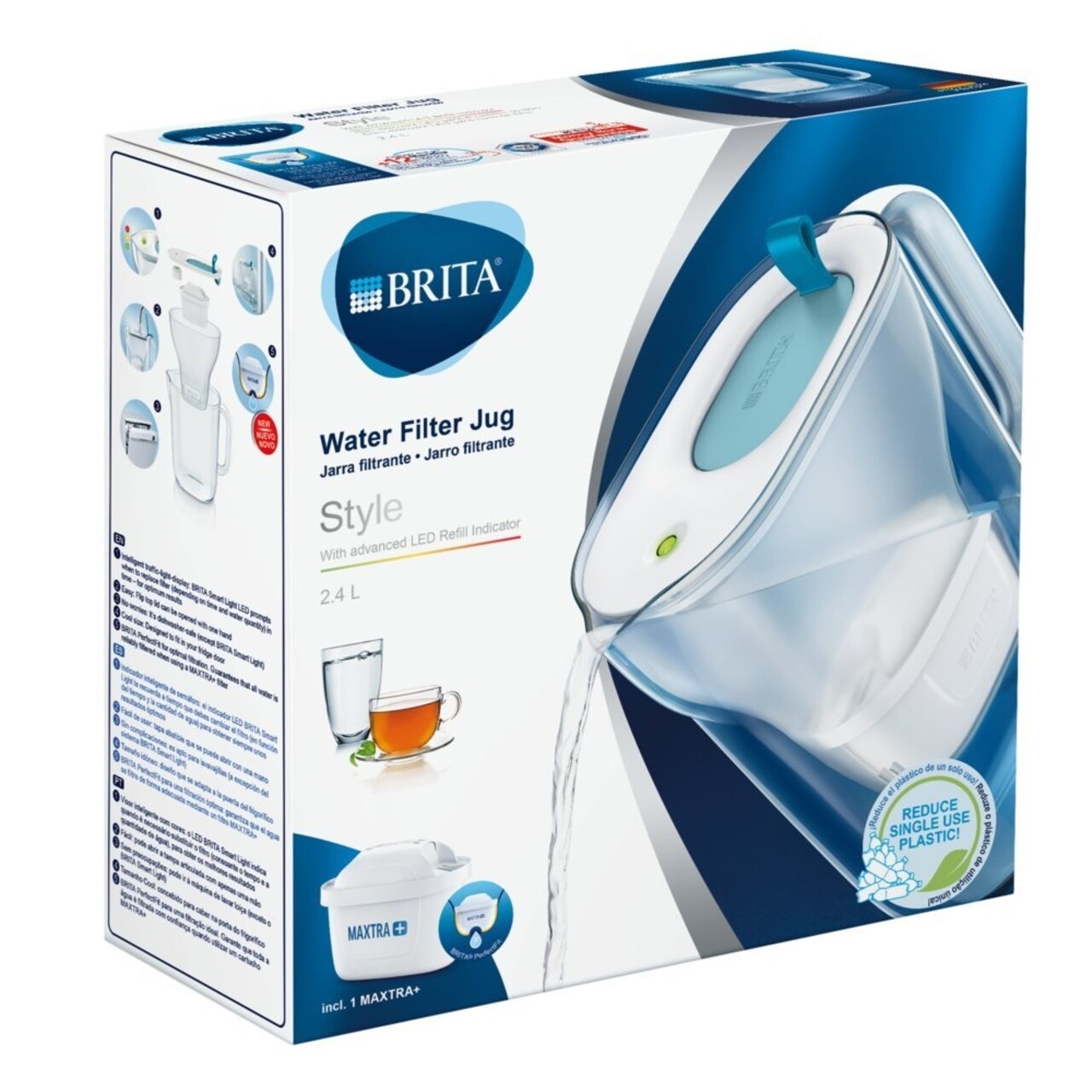 Brita Vízszűrő Kancsó, Style MAXTRA+, Műanyag, 2.4 L, Kék