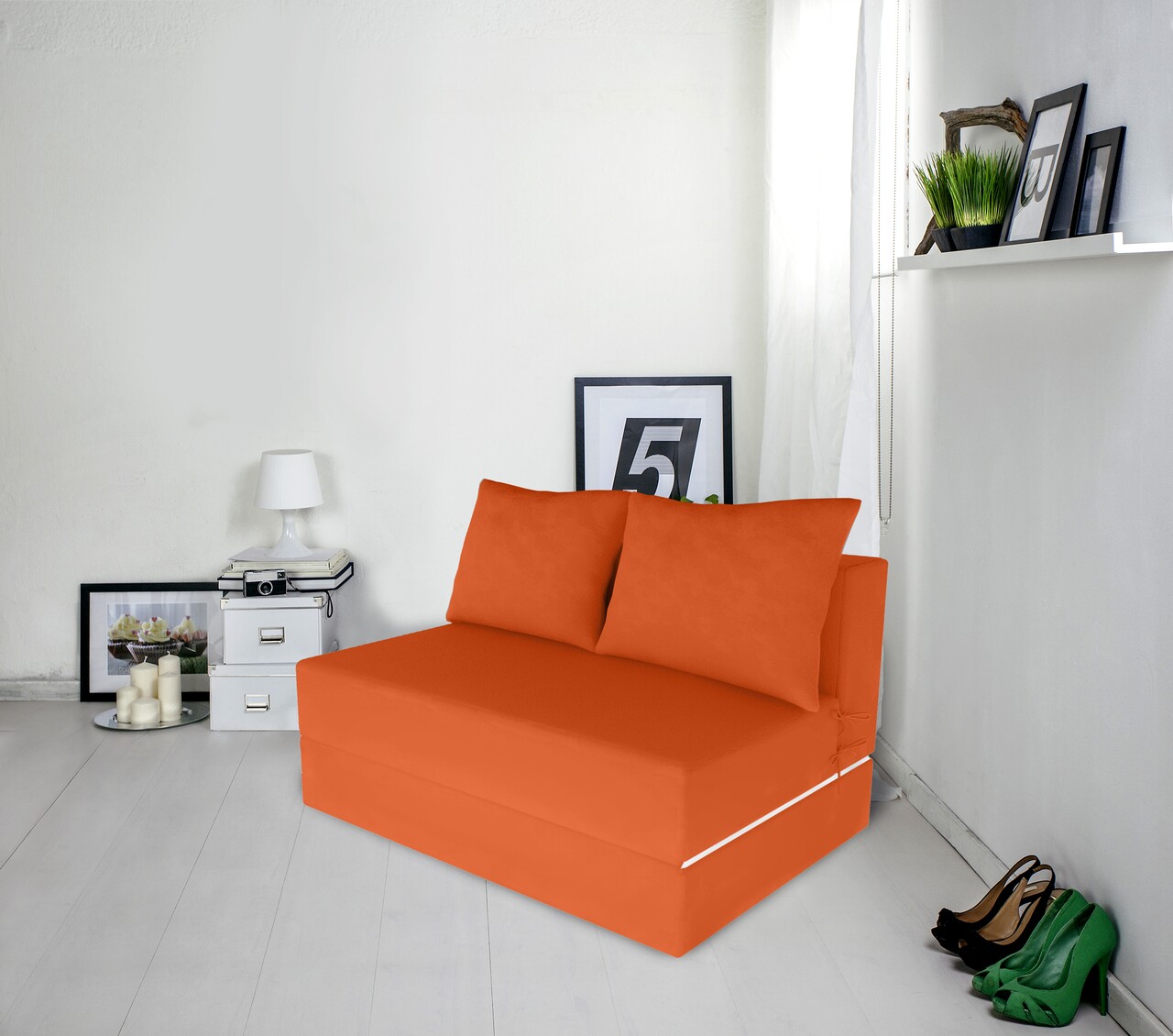 Urban Living Kihúzhatós kanapé, 136x80x40 cm, narancssárga